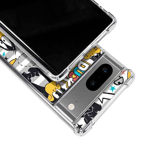 Looney Tunes Daffy Duck Striped Patches Google Pixel 8 Clear Case